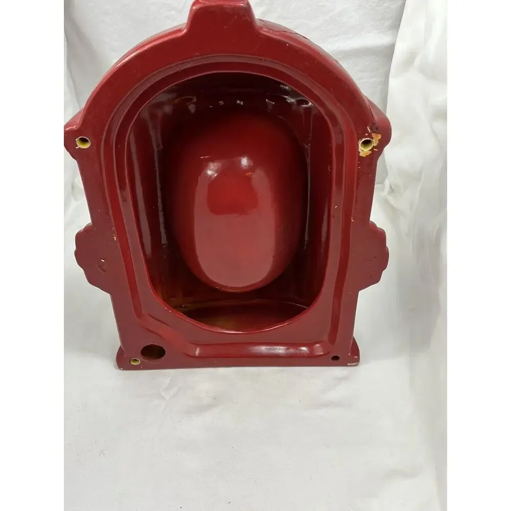 Vintage Red Fire Hydrant Dog Feeder Bowl Glazed Ceramic RARE 12” 🚒 Mid-century